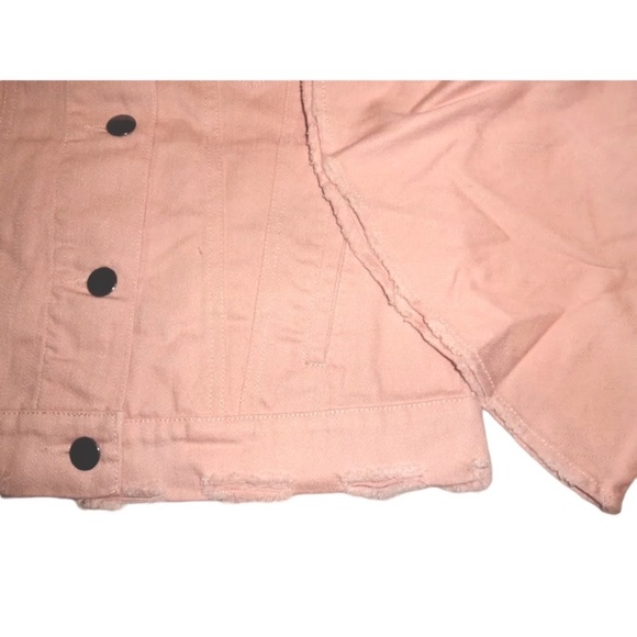 $195 Romeo Juliet Distressed Ripped Jacket Medium Pink Denim Bell Sleeves Cotton - Picture 9 of 14